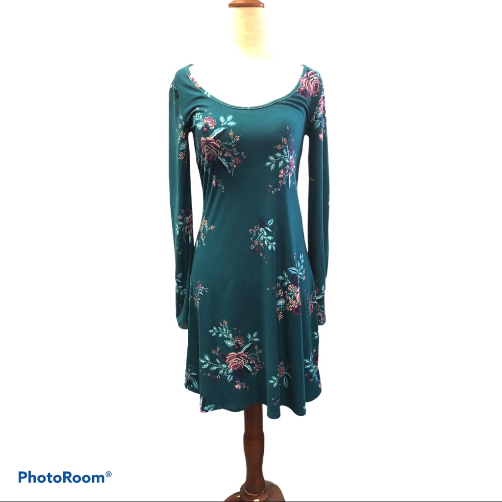 Colorful Mudd Turquoise Blue Floral Dress Size Xs Euc